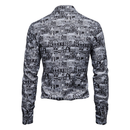 Herren Langarmhemd Modern Berlin Motiv Slim Fit