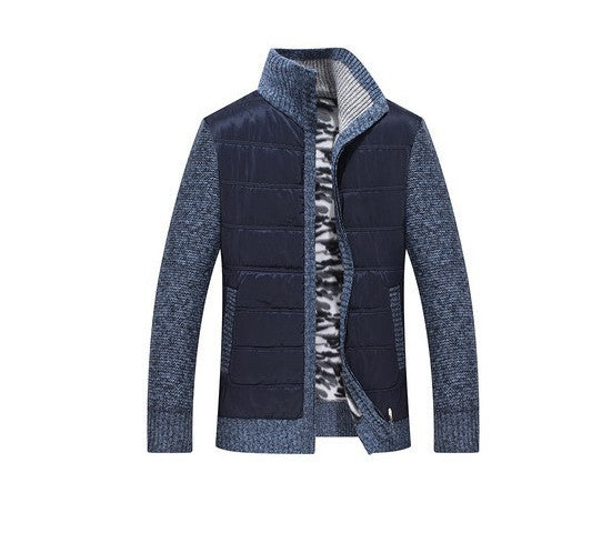 Herren Steppjacke Modern Strickdetails Hochkragen Winter - BerlinGlamour