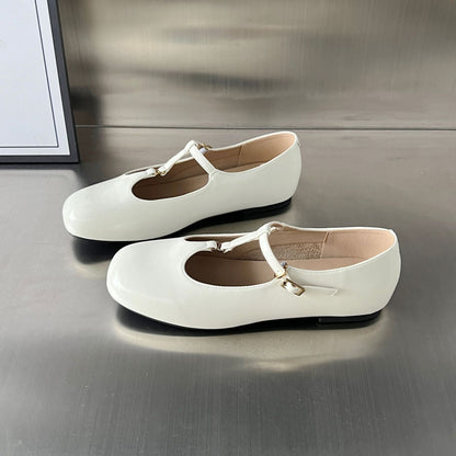 Damen Ballerinas Elegante Riemen Schuhe Glanzleder - BerlinGlamour
