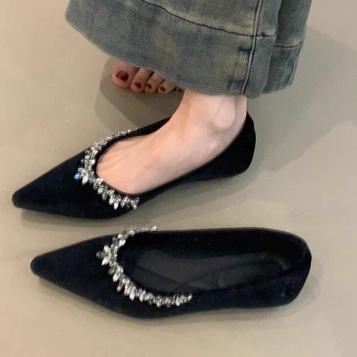 Damen Slipper Elegant Strass Schuhe Frauen - BerlinGlamour