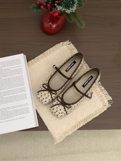 Damen Ballerinas Blumenmuster Elegant mit Riemen