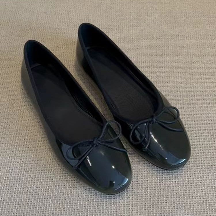 Damen Ballerinas Glänzend Schnürung Elegante Mode - BerlinGlamour