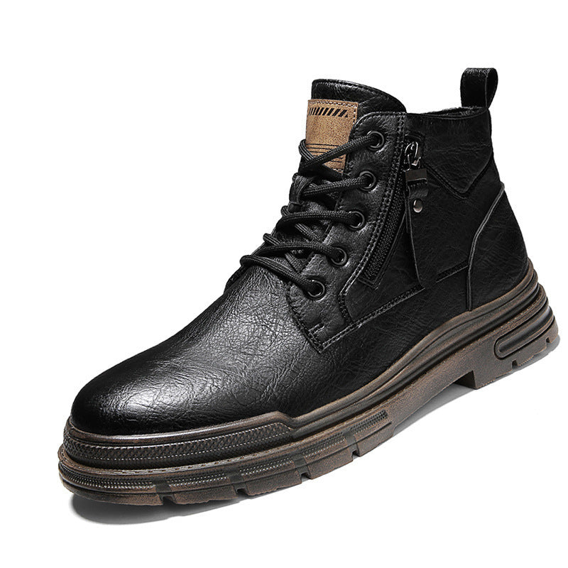 Damen Lederstiefel Robust Reißverschluss Komfort Sohle