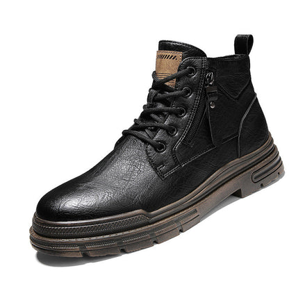 Damen Lederstiefel Robust Reißverschluss Komfort Sohle