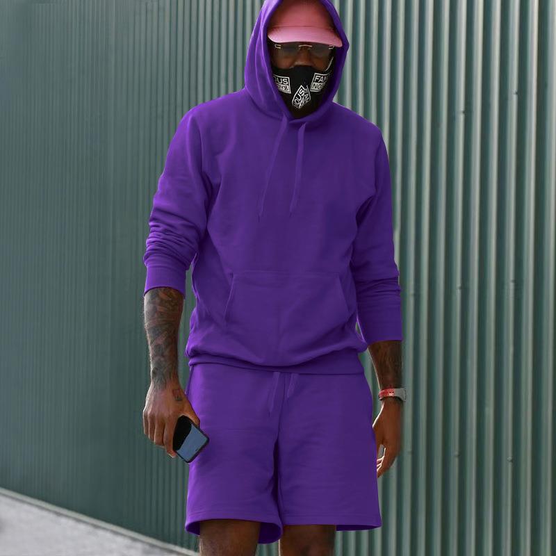 Herren Sportswear Kapuzen-Sweatshirt und Shorts Set Sportlich