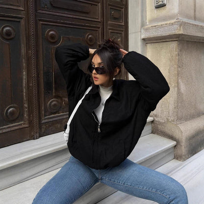 Damen Oversized Jacke Lässig Mit Taschen Elegante Schnitt