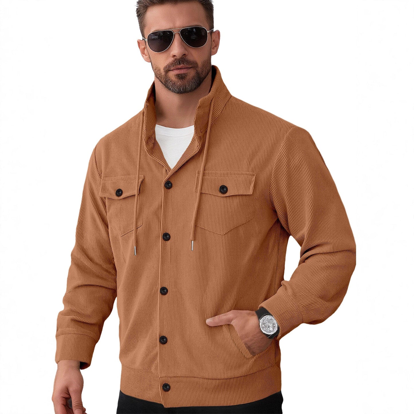 Herren Steppjacke Lässig mit Kapuze Modern