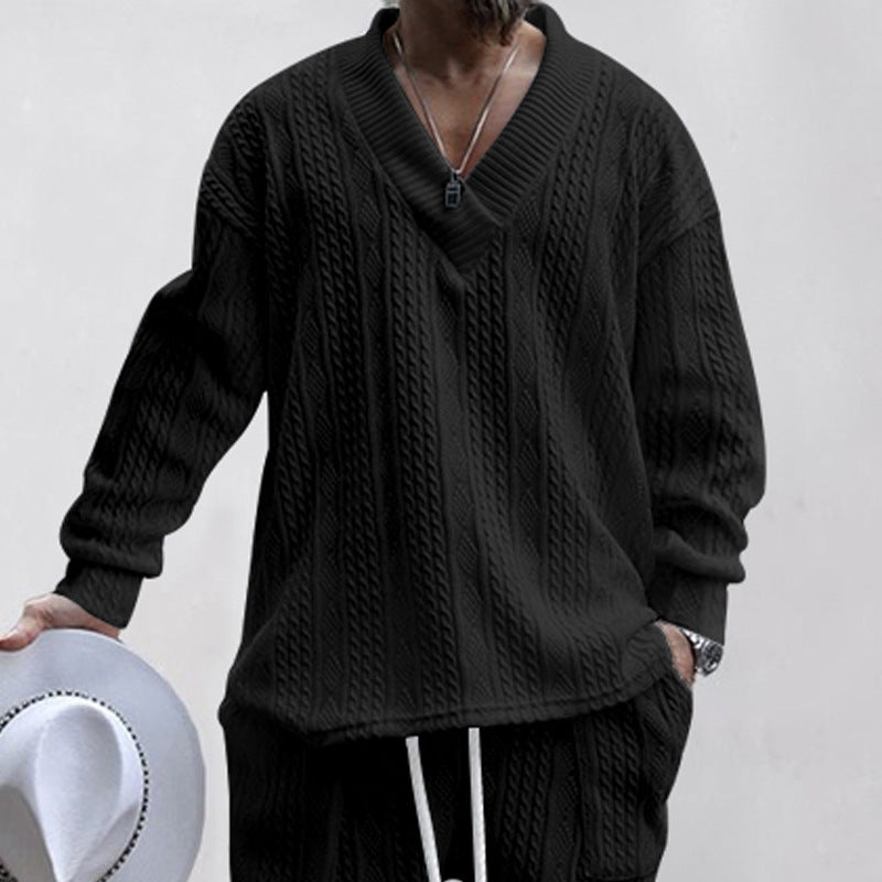 Herren Strickpullover V-Ausschnitt Strukturiert Modern