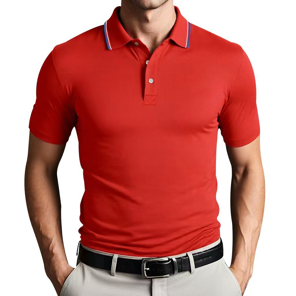 Herren Poloshirt Kragen Kontrastfarbe Modern Slimfit