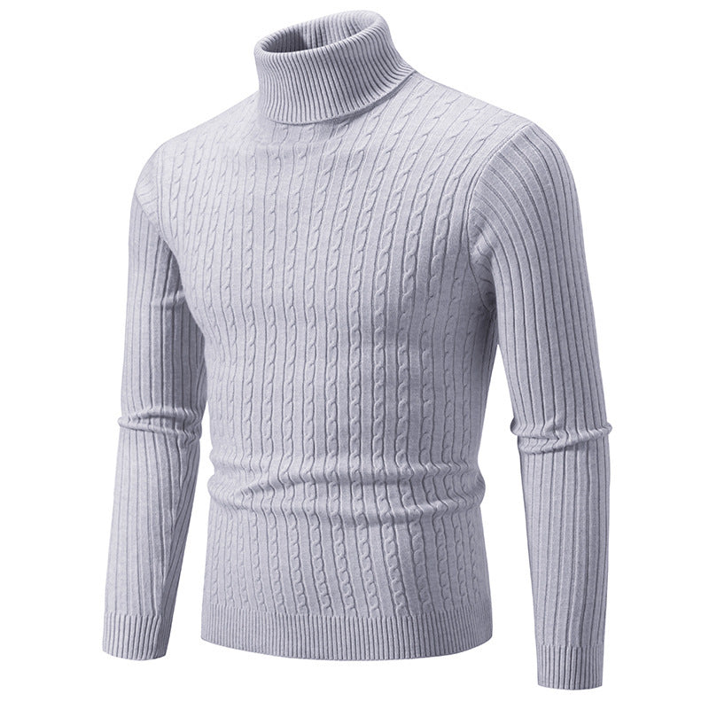 Herren Pullover Strukturiert Zopfmuster Hochkragen Modern