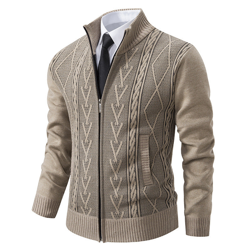 Herren Strickjacke Zopfmuster Reißverschluss Warm Modern - BerlinGlamour