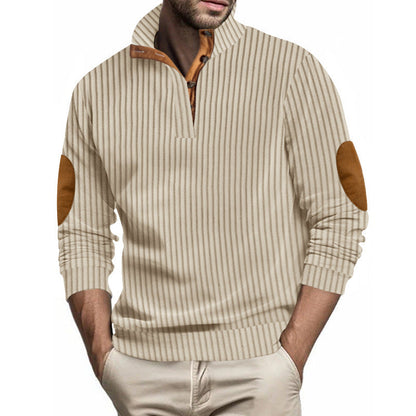 Herren Pullover Strukturiert Kontrast Patches Modern