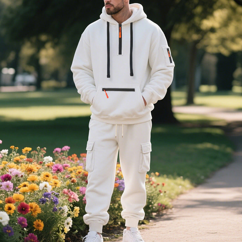 Herren Sport Set Kapuzenpullover Jogginghose Grau Komfort