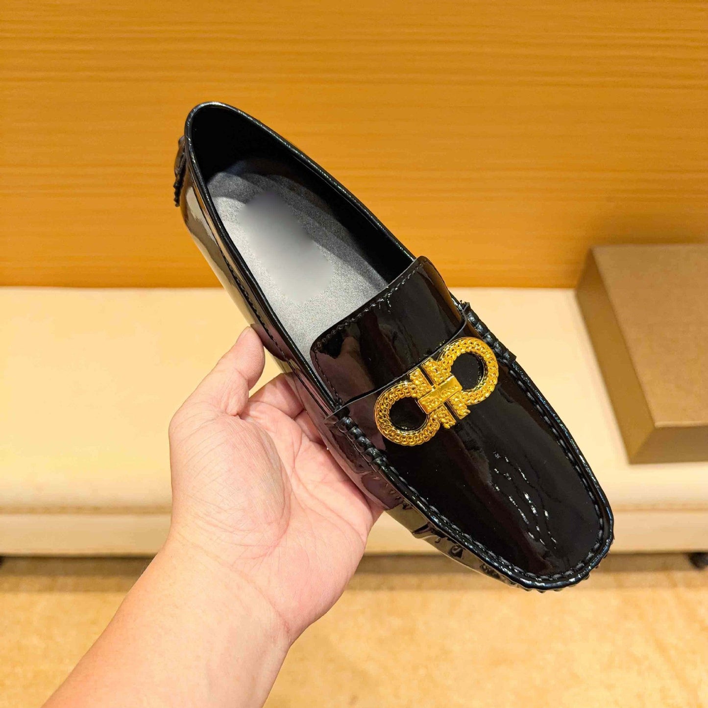 Damen Mokassin Schuhe Lederoberfläche Elegant Luxus