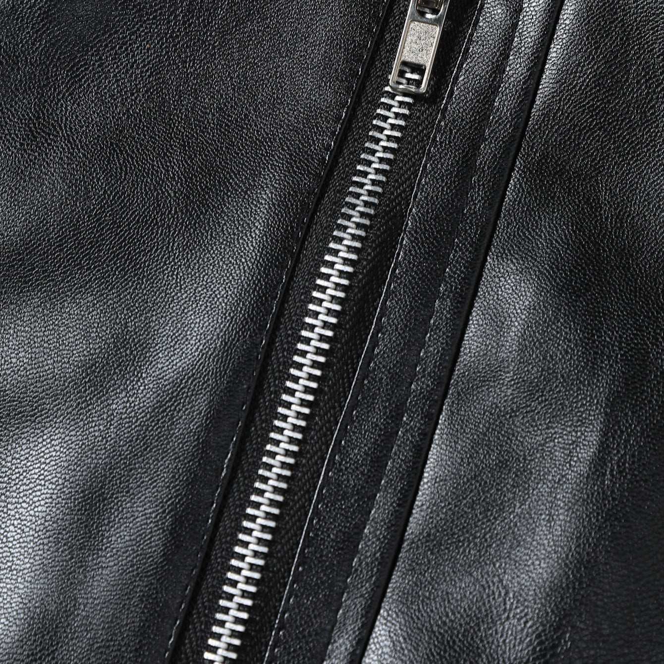 Herren Lederjacke Premium Kunstleder mit Reißverschluss Schwarz