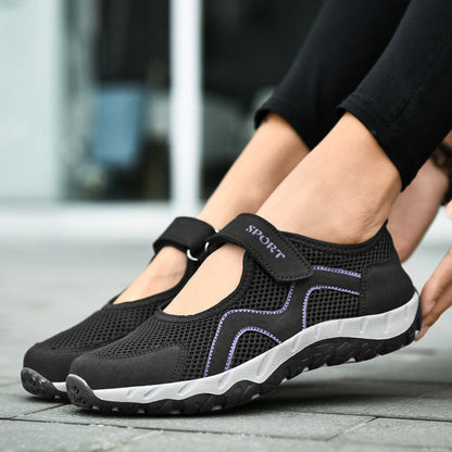Damen Sport-Sneaker Atmungsaktiv mit Klettverschluss Komfort Schnürsenkel