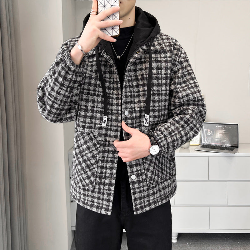 Herren Überjacke Warm Kariert Mit Kuschelfutter
