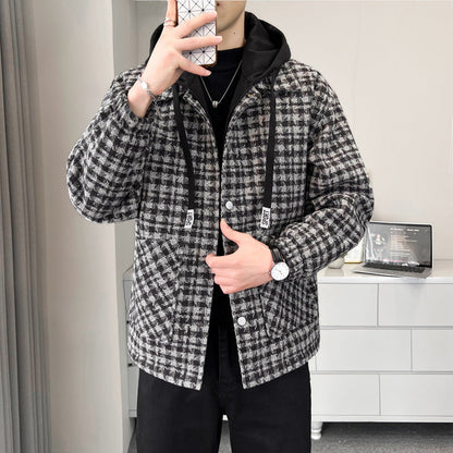 Herren Überjacke Warm Kariert Mit Kuschelfutter