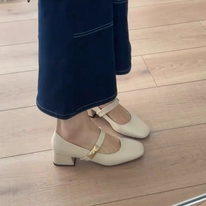 Damen Slingback Pumps mit Riemen und Blockabsatz Komfort Schuhe