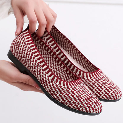 Damen Ballerinas Strick Atmungsaktiv Elegante