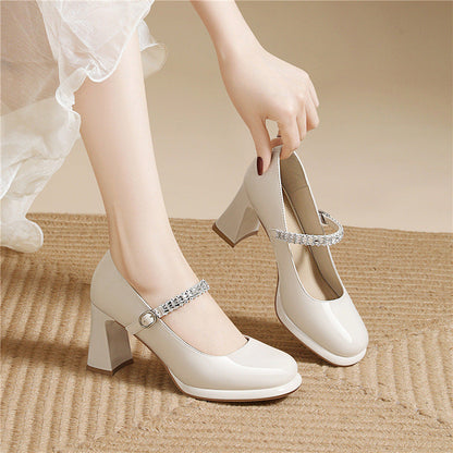 Damen Pumps mit Riemchen und Schmucksteinen Elegant