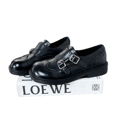 Damen Mokassins Elegantes Design Schnallenverschluss Brogue Stil