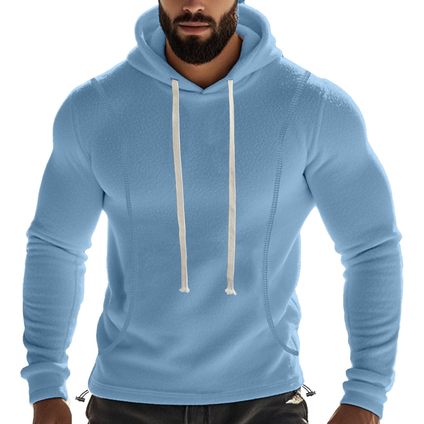 Herren Fleece Pullover Kapuzenjacke Hochkragen Tasche - BerlinGlamour