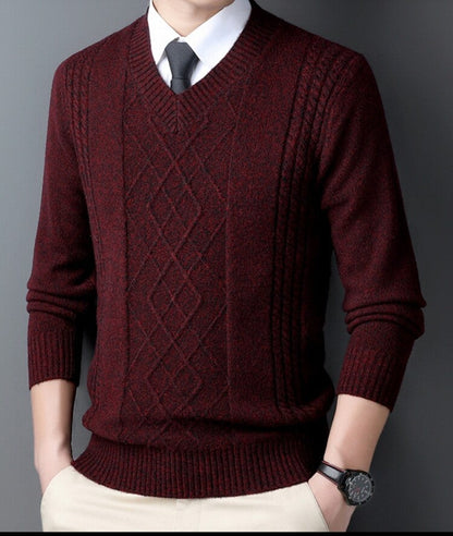 Herren Pullover V-Ausschnitt Modern Zopf Muster Trendig