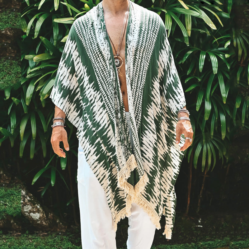 Herren Kaftan Modern mit Fransen und Muster - BerlinGlamour