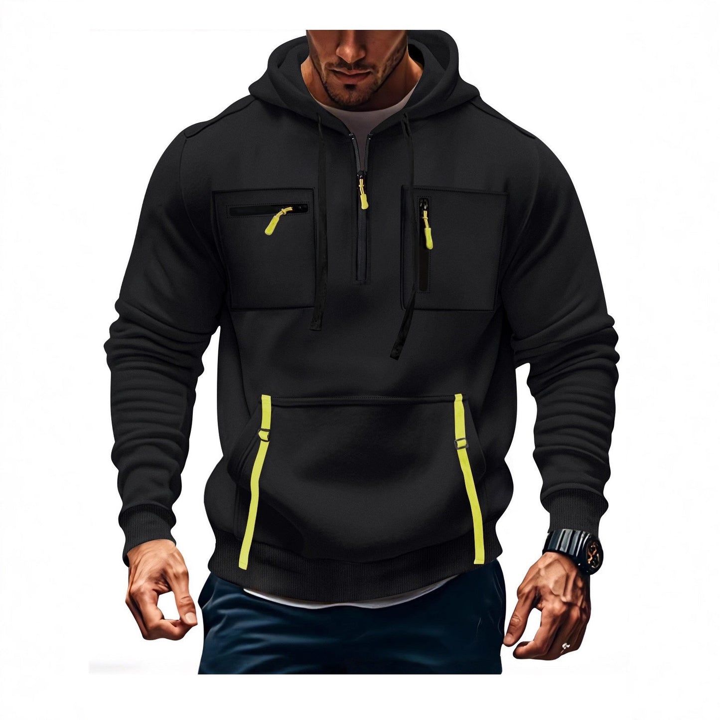 Herren Kapuzenpullover Modern mit Reißverschlusstaschen