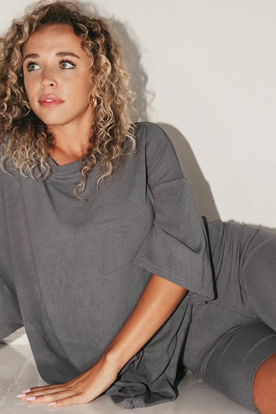 Damen Oversize Bluse V-Ausschnitt Großkaros Bequem