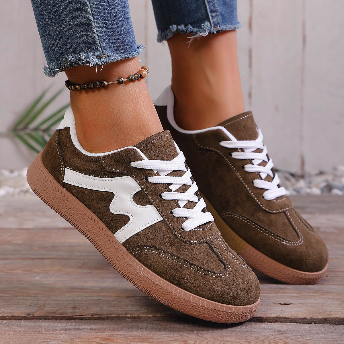 Damen Sneaker Sportlich Velours Rutschfest