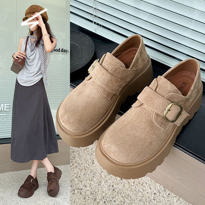 Damen Mokassins Plateau Schuhe mit Riemen Verstellbar Modern