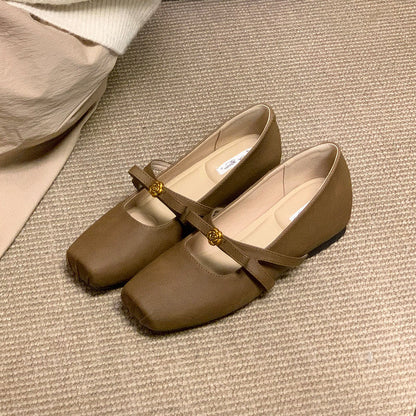 Damen Ballerinas Elegant mit Riemchen und Schmuckdetail