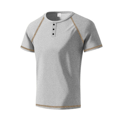Herren Kurzarm Hemd Modern mit Kontrastknöpfen Trendy Style