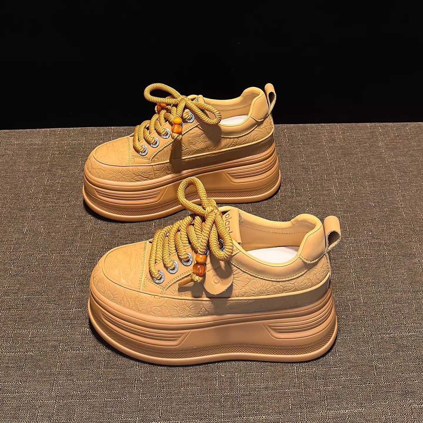 Damen Plateau Sneaker Strass Schnürsenkel Modisch Hoch