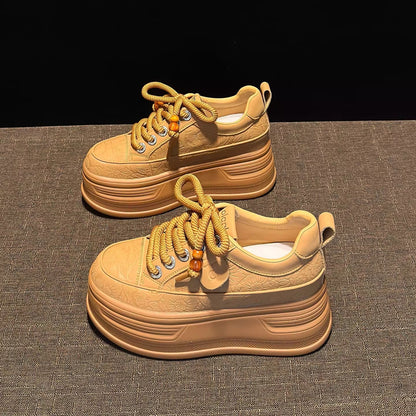 Damen Plateau Sneaker Strass Schnürsenkel Modisch Hoch