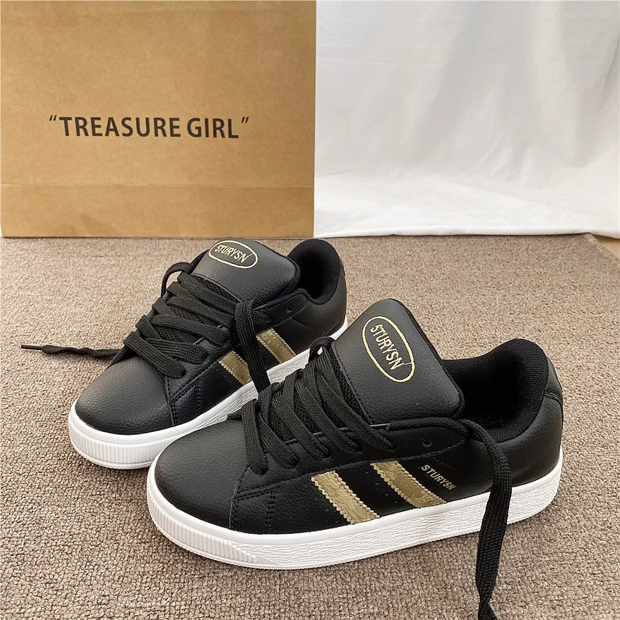 Damen Sneaker Sportlich Leder Schwarz Komfort - BerlinGlamour