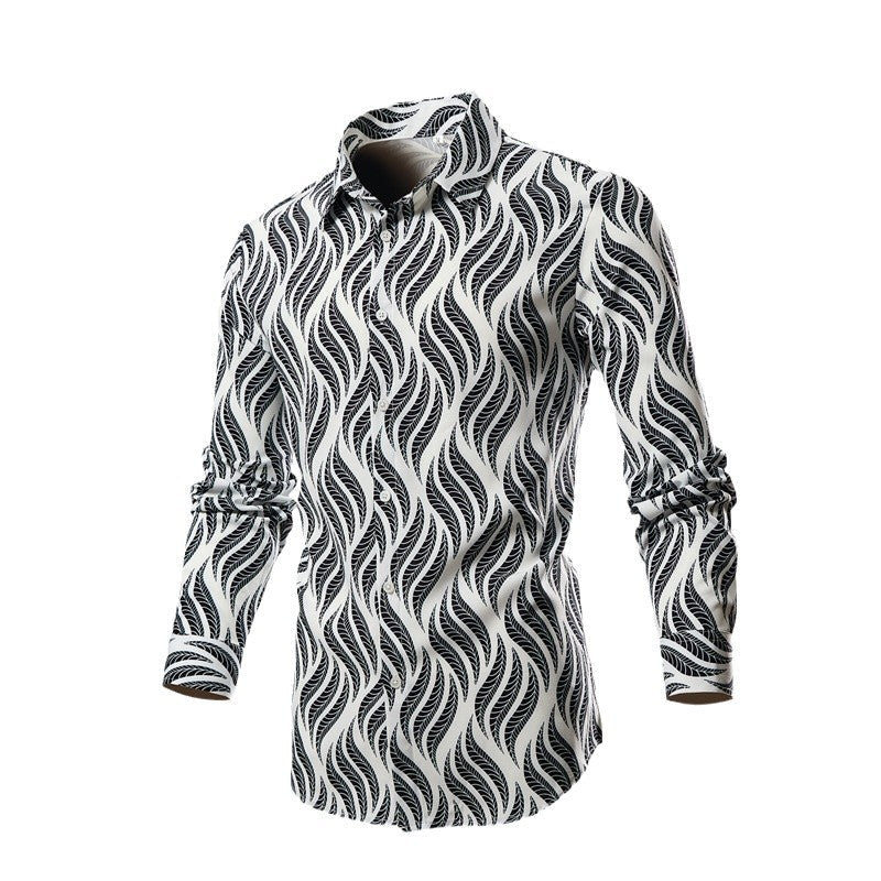 Herren Langarmhemd Wellenmuster Berlin Style Modern