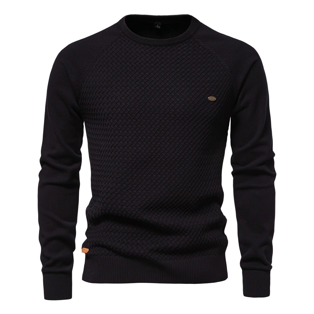 Herren Strickpullover Modern Rundhals Großes Muster