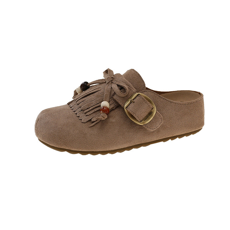 Damen Clogs Elegante Fransen Schnalle Modisch