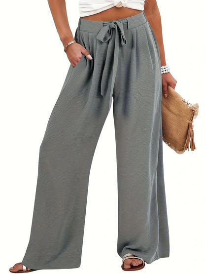 Damen Palazzo Hose Leicht und Luftig mit Taschen Sommer