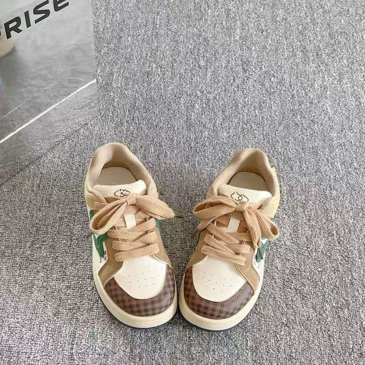 Damen Sneaker Kariert Atmungsaktiv Sportlich