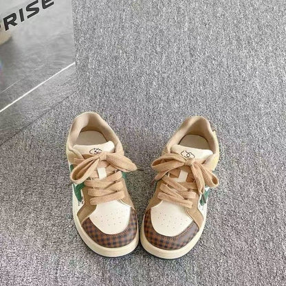 Damen Sneaker Kariert Atmungsaktiv Sportlich