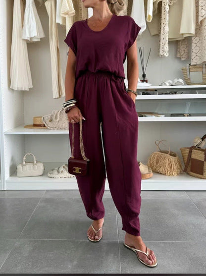 Damen Jumpsuit Elastisch Mit Taschen Bequem