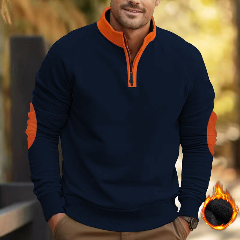 Herren Sweatshirt Reißverschluss Strukturiert Modern