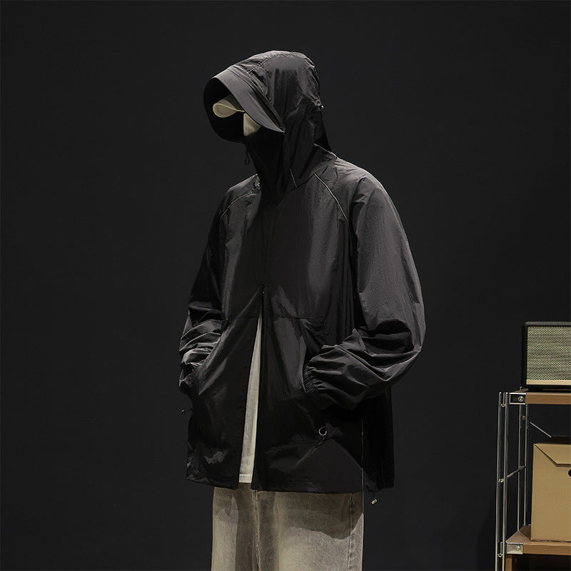 Herren Freizeitjacke Leicht Atmungsaktiv Kapuzenjacke Sportlich
