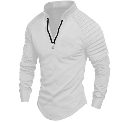 Herren Sportshirt Langarm Stehkragen Modern
