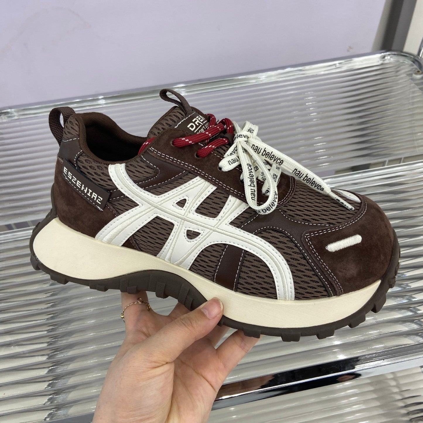 Damen Sneaker Sportlich Plateau atmungsaktiv