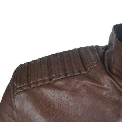 Herren Lederjacke Bikerstil Steppoptik Schwarz
